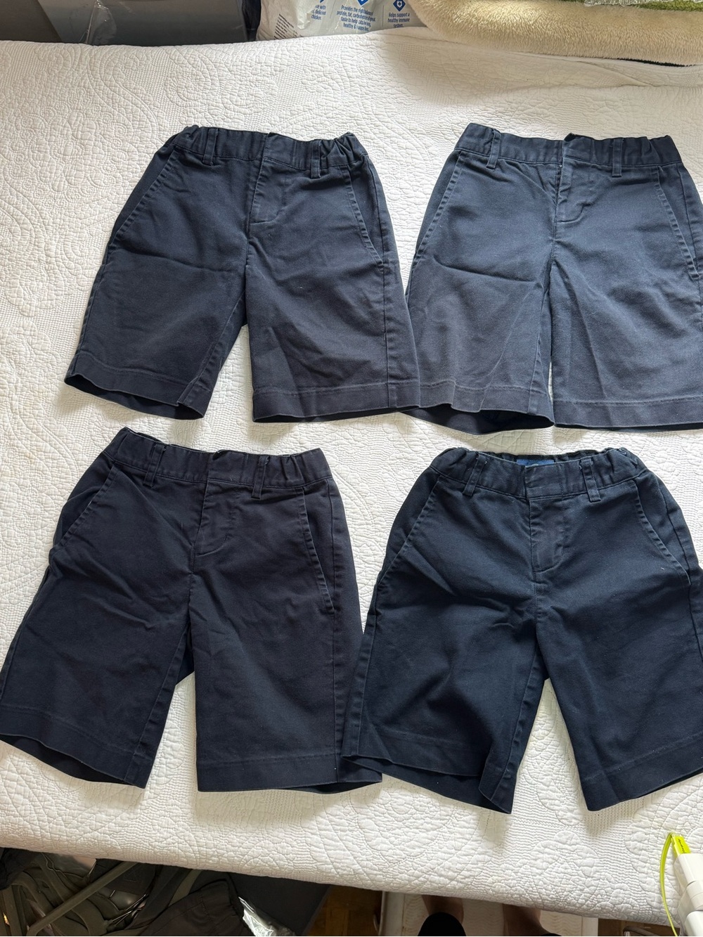 Bundle of 4 Kids Navy School Uniform Shorts Size 4 | Adjustable Waist